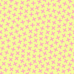 Bright seamless geometric pattern. Abstract trendy vibrant background. Color cross mosaic texture. Fashion design - retro style 80 - 90s
