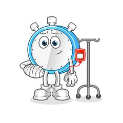 alarm clock sick in IV illustration. character vector