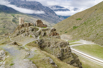 Cloudy view of mountains in North Osetia Alania, North Caucasus, Russia