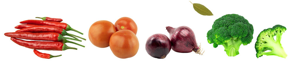 Fresh and healthy vegetables on an isolated on white background