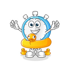 alarm clock with duck buoy cartoon. cartoon mascot vector