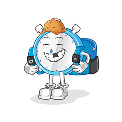alarm clock goes to school vector. cartoon character