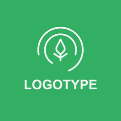 Leaf logo vector with lines emblem
