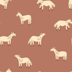Horse simple childish seamless pattern for kids - for fabric, wrapping, textile, wallpaper, background.
