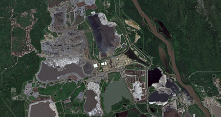 Canadian oil sand production facility from space. Contains modified Copernicus Sentinel data 2020.
