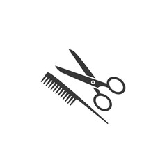 Flat icon scissors and combs isolated white background. Beauty saloon vector