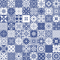 Set of tiles background in portuguese style. Mosaic pattern for ceramic in dutch, portuguese, spanish, italian style. - 399610163