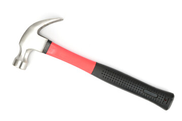 Hammer with black and red plastic handle