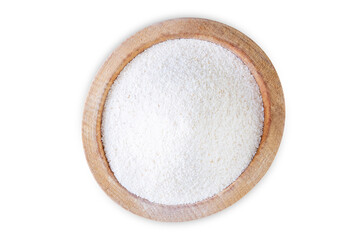 Semolina cereal in a bowl on a white isolated background