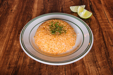 Single plate of Mexican rice
