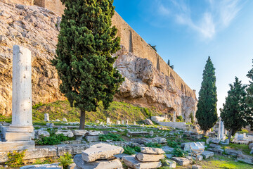 Fototapeta na wymiar The slope of Acropolis in Athens