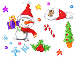 set of christmas elements
