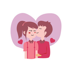 Illustration man kisses his girlfriend on the cheek design isolated on white background