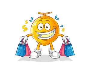 king coconut shoping mascot. cartoon vector