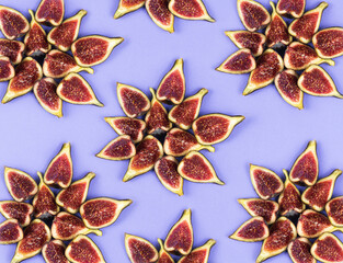 Stars of cut figs on a blue background. Copy space. Flat lay.