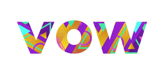 Vow Concept Retro Colorful Word Art Illustration