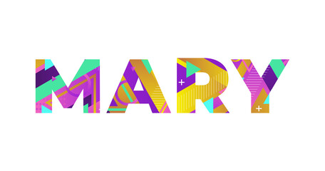 Mary Concept Retro Colorful Word Art Illustration