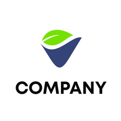 leaf with letter V logo