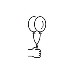 Hand holding balloons icon line syle isolated on white background. Vector illustration