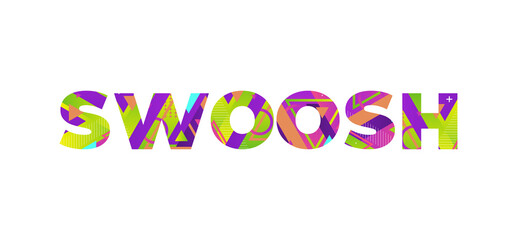 Swoosh Concept Retro Colorful Word Art Illustration