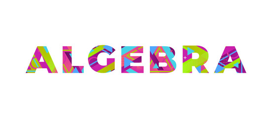 Algebra Concept Retro Colorful Word Art Illustration