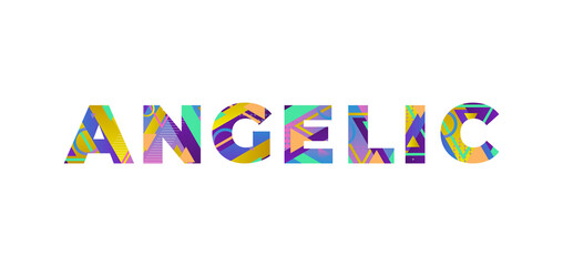Angelic Concept Retro Colorful Word Art Illustration