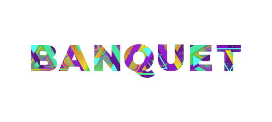 Banquet Concept Retro Colorful Word Art Illustration
