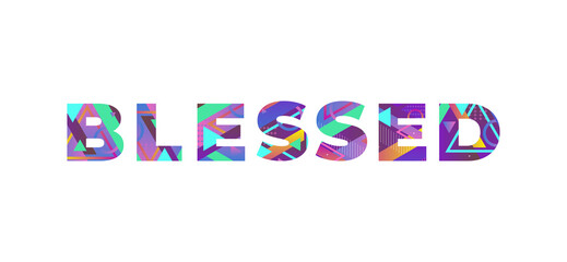 Blessed Concept Retro Colorful Word Art Illustration