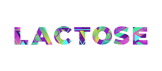 Lactose Concept Retro Colorful Word Art Illustration