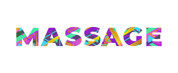 Massage Concept Retro Colorful Word Art Illustration
