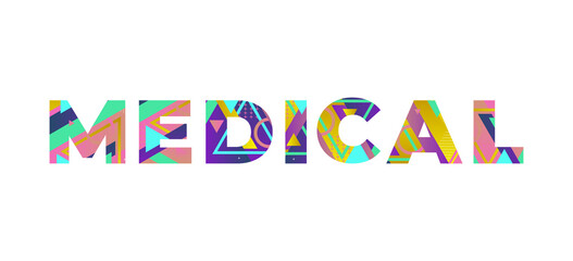 Medical Concept Retro Colorful Word Art Illustration