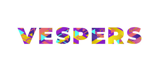 Vespers Concept Retro Colorful Word Art Illustration