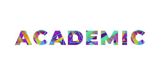 Academic Concept Retro Colorful Word Art Illustration