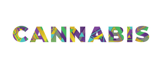 Cannabis Concept Retro Colorful Word Art Illustration