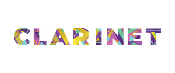 Clarinet Concept Retro Colorful Word Art Illustration