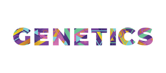 Genetics Concept Retro Colorful Word Art Illustration