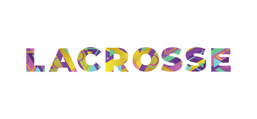 Lacrosse Concept Retro Colorful Word Art Illustration