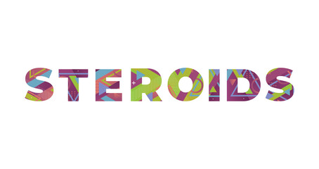 Steroids Concept Retro Colorful Word Art Illustration