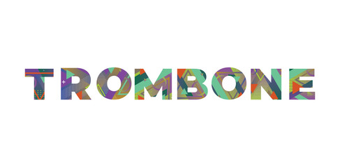 Trombone Concept Retro Colorful Word Art Illustration