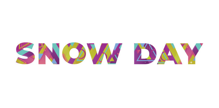 Snow Day Concept Retro Colorful Word Art Illustration