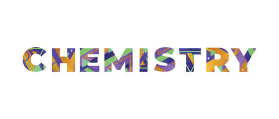 Chemistry Concept Retro Colorful Word Art Illustration
