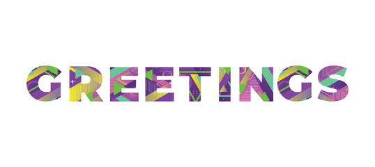 Greetings Concept Retro Colorful Word Art Illustration © enterlinedesign