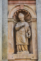 The exterior of the University of Milan. University of Milan is based in famous La Ca Granda - huge Ospedale Maggiore complex. Milan, Lombardy, Italy.