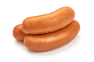 Boiled pork sausages, isolated on white background