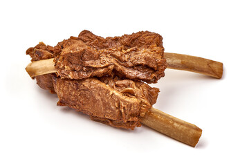 Cooked pork ribs, isolated on white background