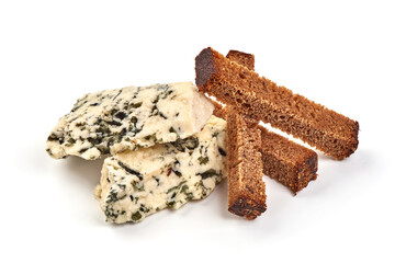 Gorgonzola cheese, isolated on a white background