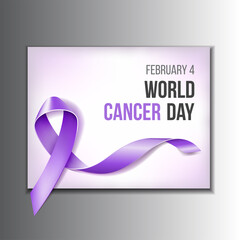 World Cancer Day concept. Vector Illustration with purple ribbon symbol