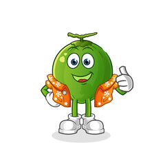 coconut go on vacation character. cartoon mascot vector