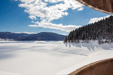 frozen lake in the mountain