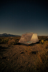 Camping at Night in the Desert under the stars